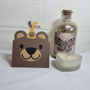 Carte d'anniversaire de visage d'ours / carte de visage d'ours de joyeux anniversaire / fait main / carte de visage d'ours