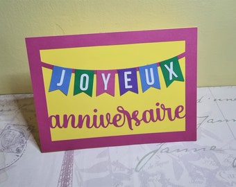 Joyeux Anniversaire / French Happy Birthday Card / Joyeux Anniversaire Card / Handmade