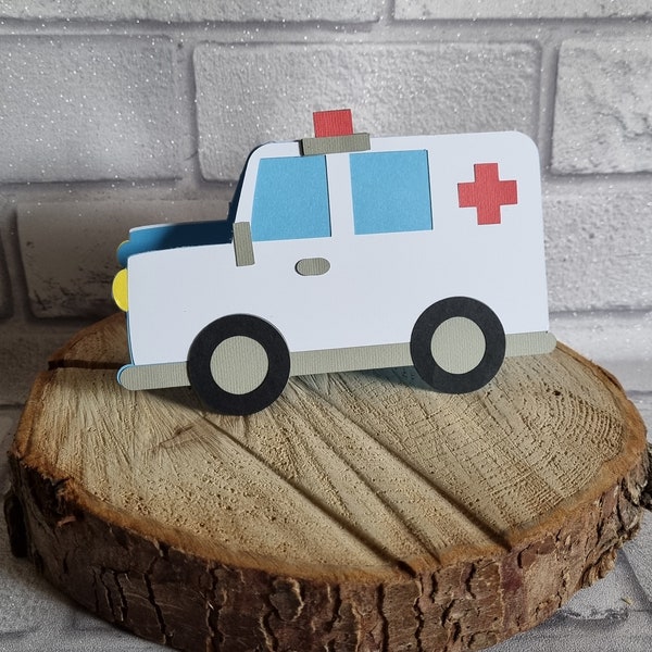 Ambulance Birthday Card / Happy Birthday AMBULANCE card / Handmade / Ambulance card