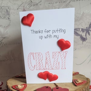 Valentinstag Karte / Danke fürs Erlauben meiner Crazy / LOVE Karte / Just to Say