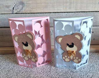 New baby Card / Teddy Bear Baby Card / Baby GIRL / Baby BOY / Handmade