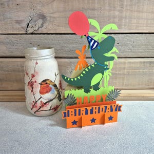 Verjaardagskaart dinosaurus 3D / Verjaardagskaart dinosaurus / 3D-kaart dinosaurus / Handgemaakt