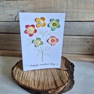 Carte de fête des mères heureuse / florale / fait main / fête des mères / bouquet de fleurs