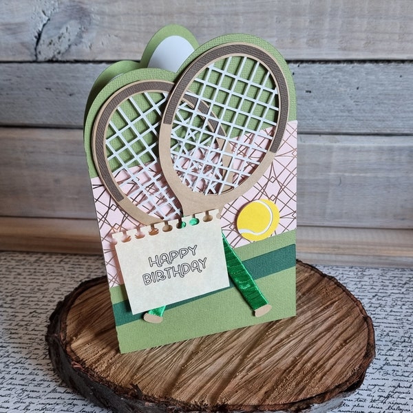 Carte d'anniversaire de tennis / carte d'anniversaire / fait main / anniversaire d'amant de tennis / raquette de tennis