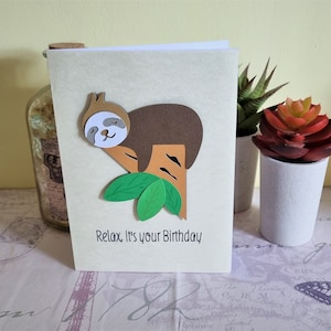 Cartão de aniversário da preguiça/preguiça/aniversário da preguiça/cartão de aniversário feito à mão