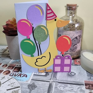 Biglietto di compleanno anatra / Biglietto di compleanno / Biglietto anatra / Fatto a mano