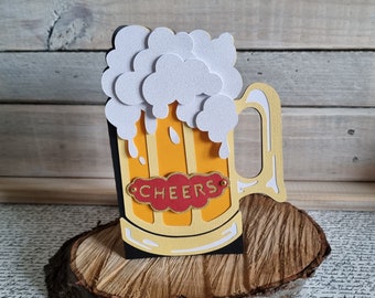 CHEERS Birthday Card / Pint of Beer / Beer Glass Card / Handmade