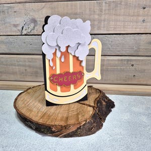 Cartão de aniversário CHEERS / Caneca de cerveja / Cartão de copo de cerveja / Feito à mão