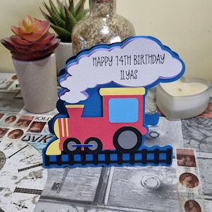 Cartão de aniversário de trem a vapor / Cartão de feliz aniversário de trem / Feito à mão / Cartão de trem