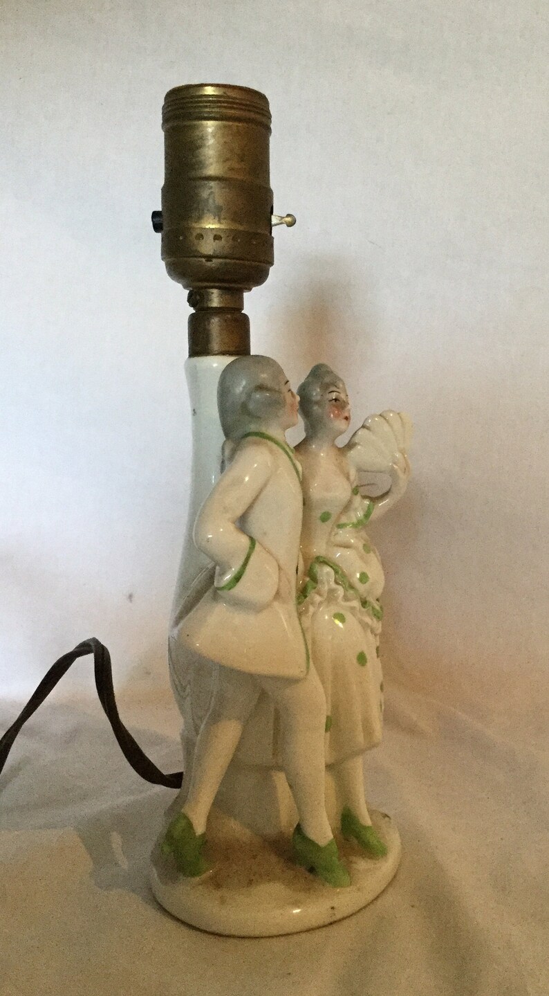 Vintage Antique Porcelain Figurine Lamp Colonial Couple Etsy