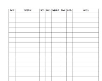 workout log etsy fitness log