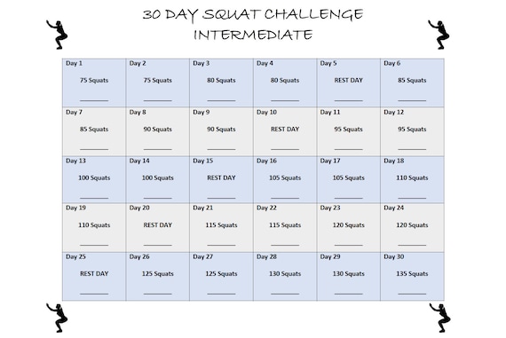 30 Day Squat Challenge Chart To Print