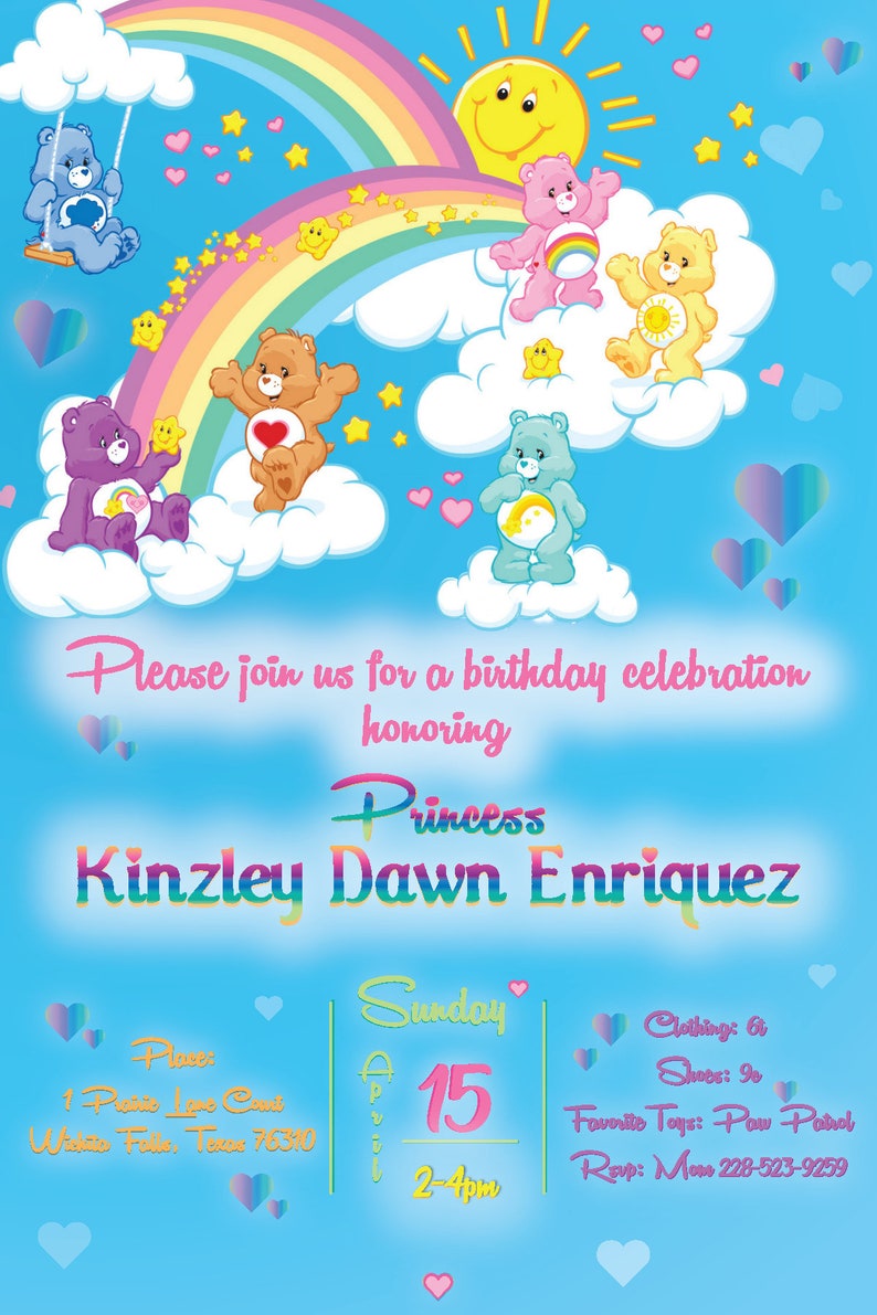 printed-personalized-care-bears-invitation-carebears-invite-etsy