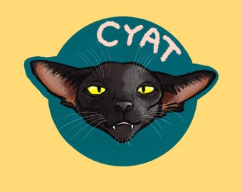 Oriental Shorthair Cat Sticker - "CYAT" - HoLoGrApHiC - 2PC