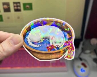 Ferret Sticker - "Sleepy Time" - HoLoGrApHiC - 2PC