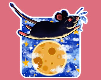 Mouse Sticker - "The Mouse Jumped Over the Moon" - HoLoGrApHiC - 1PC