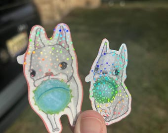 French Bulldog Sticker - "He Ball too BIG!" -HoLoGrApHiC - 2PC set