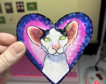 Oriental Shorthair Cat Sticker - "Love Bingus" - HoLoGrApHiC - 1PC