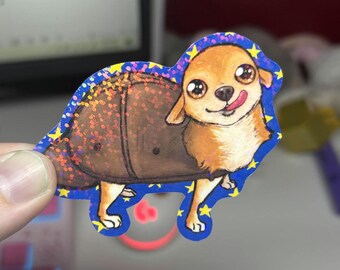 Chihuahua Sticker - "Turtle Dog" - HoLoGrApHiC - 2PC