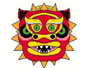 Chinese Dragon Mask Cross Stitch Chart