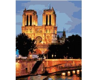 Notre Dame Sunset Cross Stitch Chart