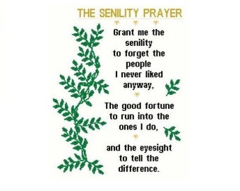 Senility Prayer Cross Stitch Chart