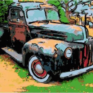 Rusty Old Truck Cross Stitch Chart