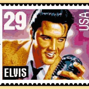 Elvis Stamp Cross Stitch Chart image 1