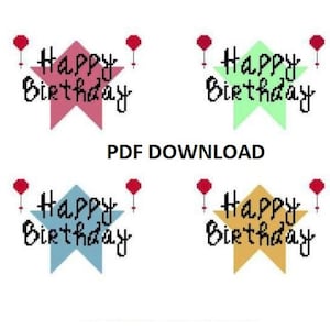 Carte de voeux joyeux anniversaire - Grilles de point de croix PDF