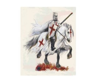 Templar Knight Stained Glass Cross Stitch Pattern. Instant PDF Download ...