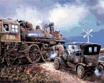 Train Crossing Cross Stitch Chart