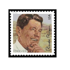 Ronald Reagan Stamp Cross Stitch Chart