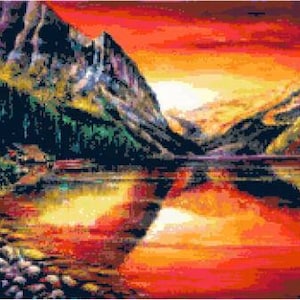 Gráfico de punto de cruz Sunset Lake