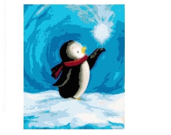 Snow Penguin Cross Stitch Chart