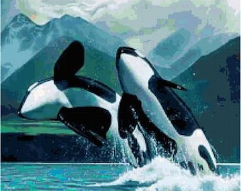 Orca Whales Cross Stitch Chart