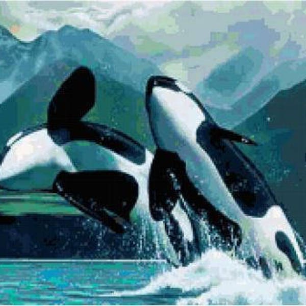 Orca Whales Cross Stitch Chart