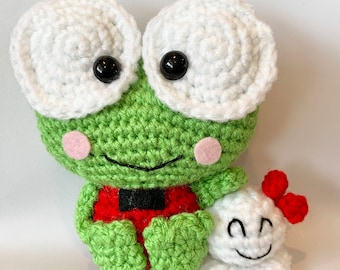 Handmade Crochet Doll Green Frog Amigurumi