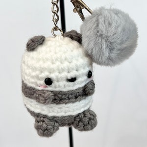 Handmade Panda Bear Keychain Crochet Amigurumi Doll
