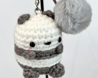 Handmade Panda Bear Keychain Crochet Amigurumi Doll