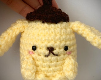 Handmade Yellow Dog  Keychain Crochet Amigurumi Doll