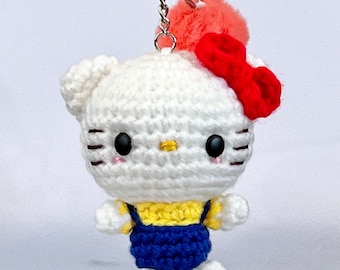Handmade Crochet Kitty keychain Amigurumi