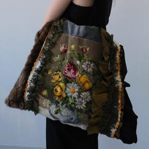 Embroidered Tote Bag, Big Upcycled Tote, Beach Bag, Große Schwarze Tragetasche, Yoga & Fitness Shoulder Bag, Shopper Bag, Einkaufstasche