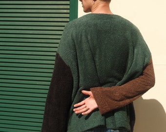 Accogliente pullover da uomo, maglione in spugna oversize, maglione grande per uomo, felpa in spugna di cotone, pullover oversize anni '90, pullover grande alla moda