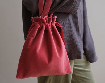 Sac à main en velours rose, sac à main Soft Pull Close, petit sac minimaliste, sac à main Designer, Mini Umhängetasche, Kleine Tasche, sac de soirée rose