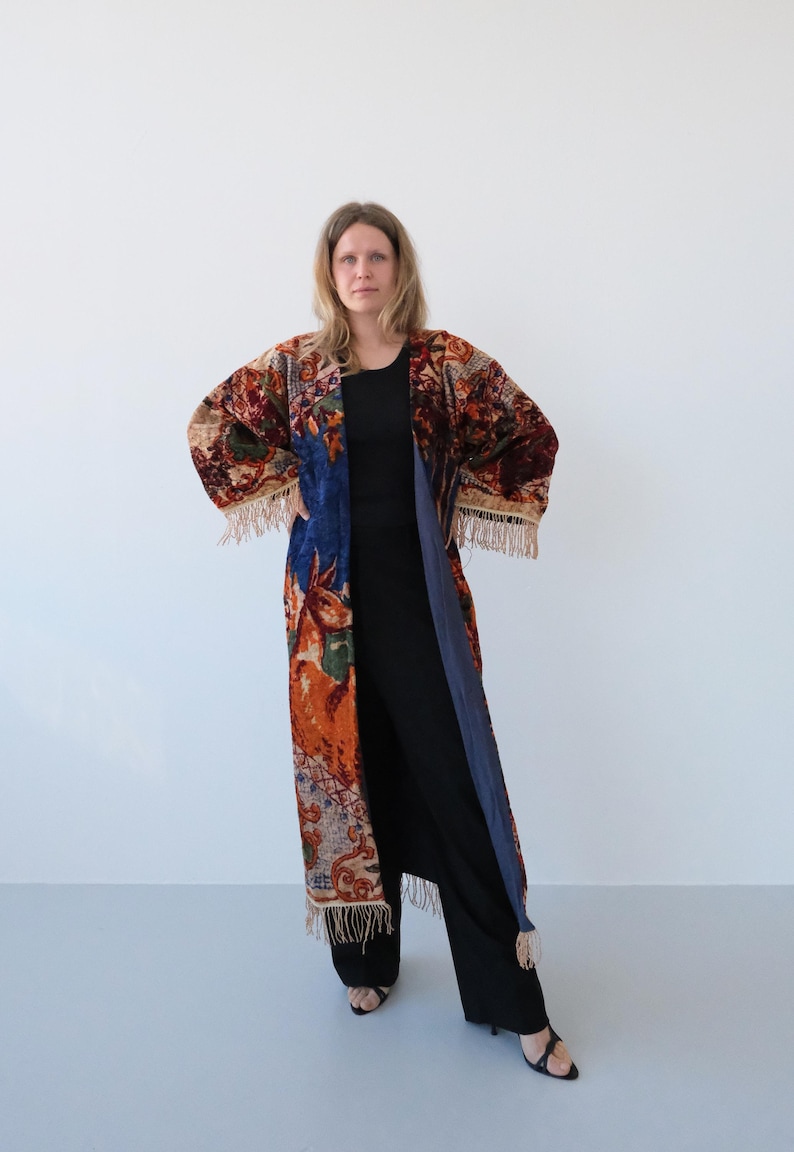 Upcycled Old Robe Vintage Kimono, Upcycled Fashion, Deer Print Kimono, Sustainable Kaftan ...