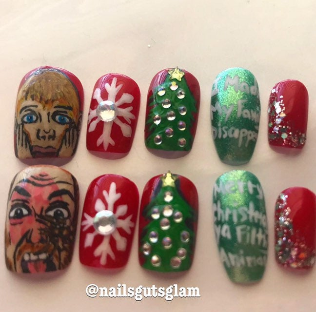 home-alone-inspired-nails-etsy