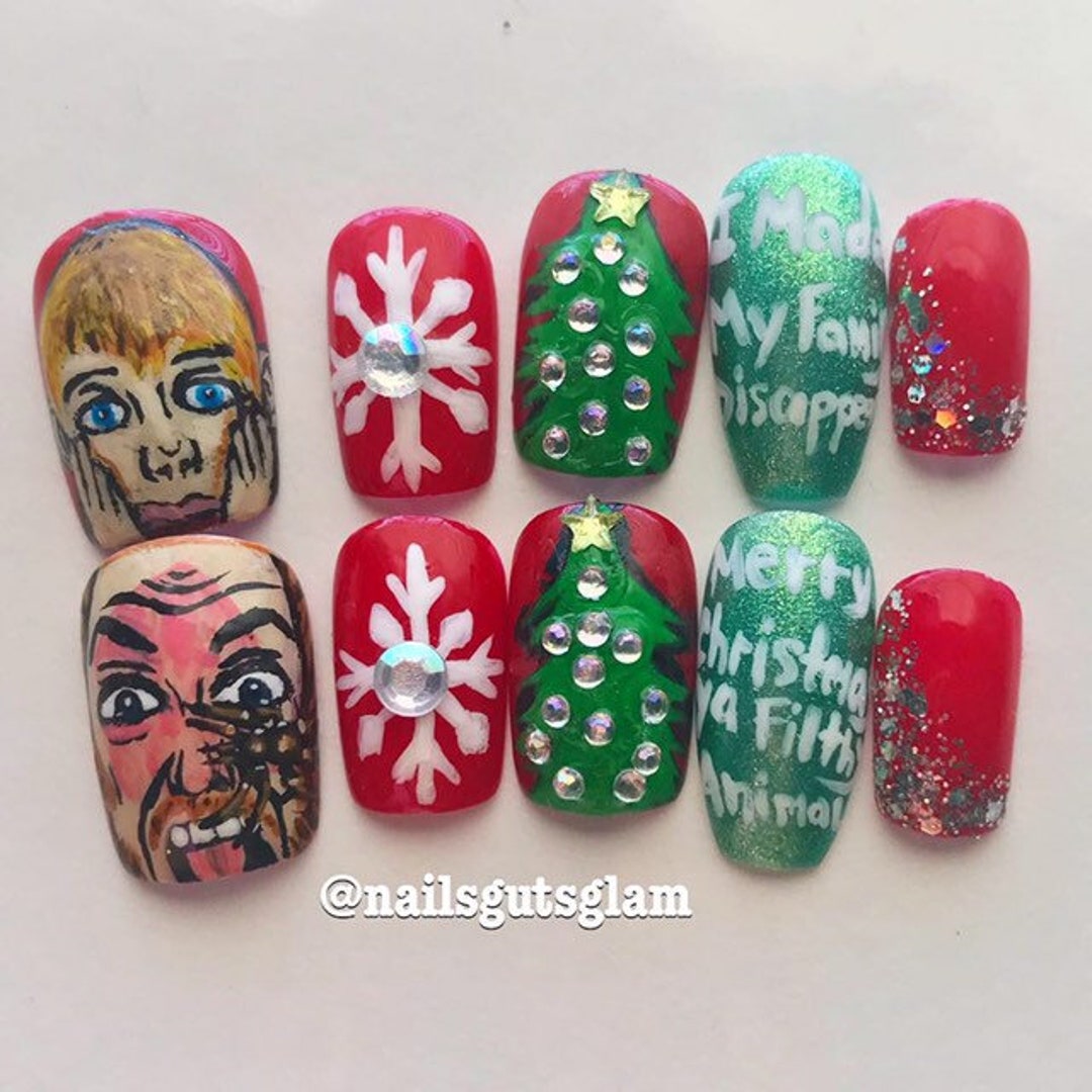 home-alone-inspired-nails-etsy