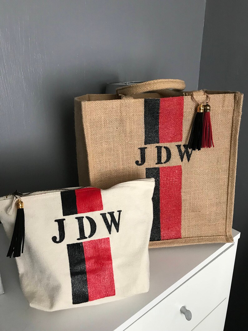 Personalised medium jute bag new design beach bag school bag everyday bag any colours up to 4 initials