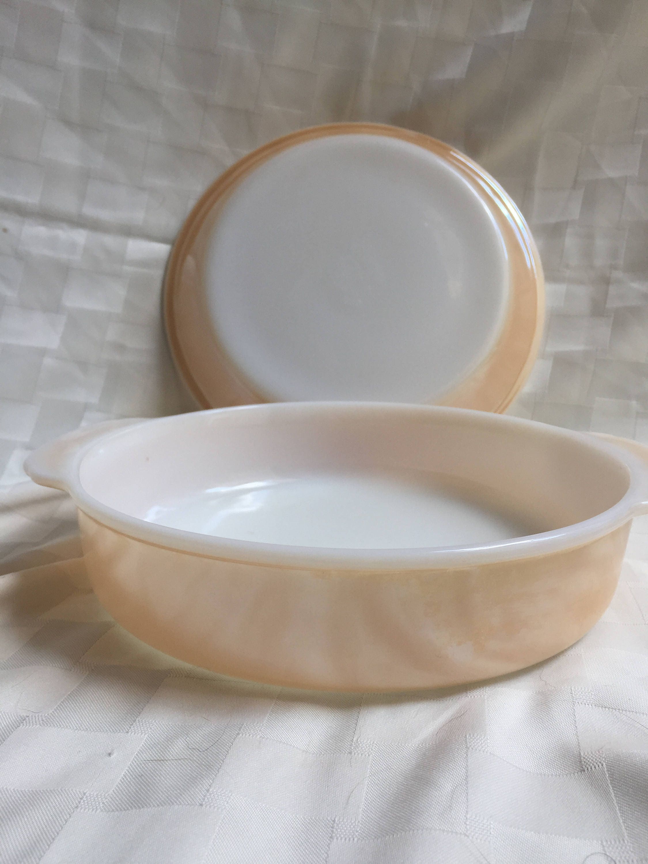 Peach Luster Fire King Pie Plate and Casserole Dish Etsy