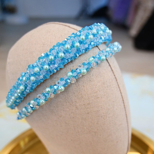 Sky blue tiara headband, turquoise tiara, bride headband, wedding headband